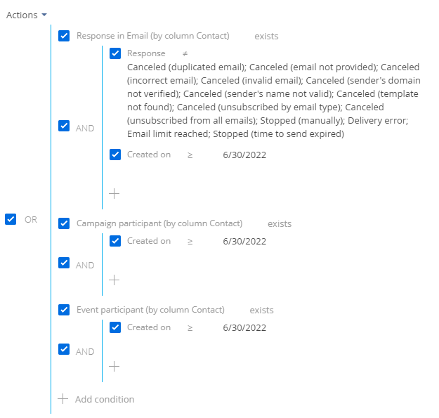 Fig. 5 Filter that displays active marketing contacts