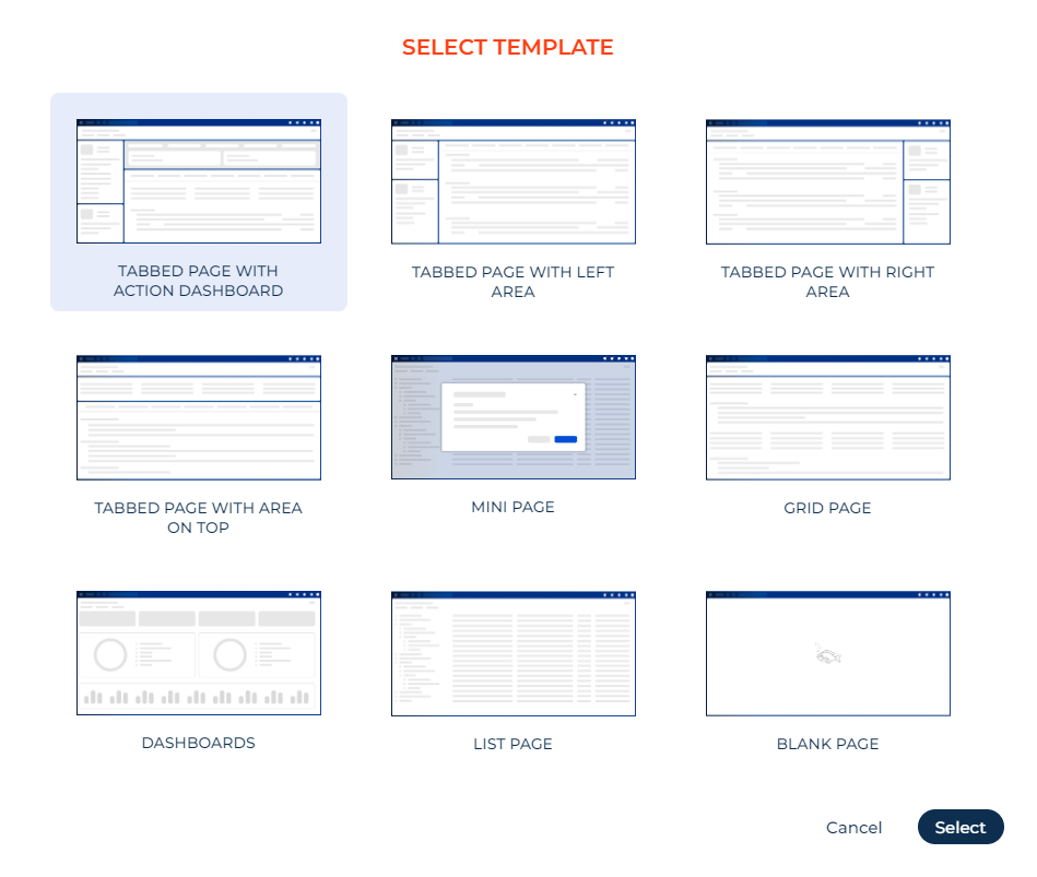 Fig. 6 Select Freedom UI page template