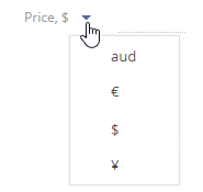 Fig. 1 Selecting currency from the list in the currency field