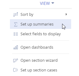 Fig. 12 TheSet up summariesoption