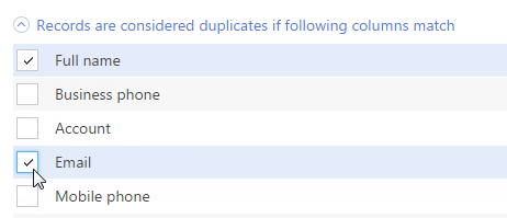 Fig. 3 Setting duplicates search rules while importing