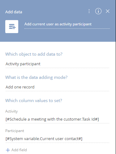 Fig. 20 The Add data element setup page in the Add one record mode