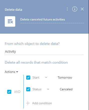 Fig. 26 The Delete data element setup area