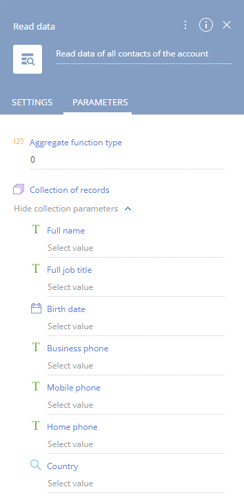 Fig. 19 An example of outgoing Collection of records parameter of the collection type