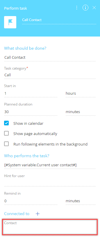 Fig. 4 Perform task process element parameters