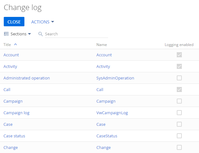 Fig. 1 The Change log section view