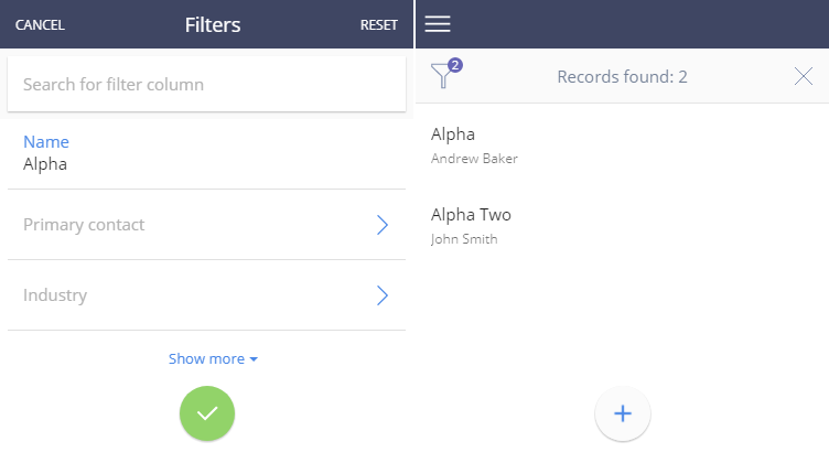 Fig. 8 Filtering by a text column