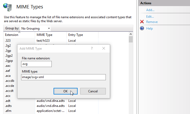 Fig. 7 MIME data type for .svg files