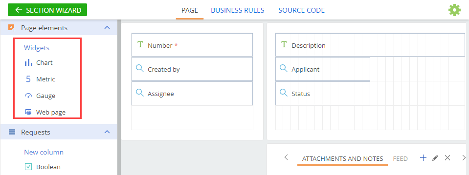 Fig. 1 Widget area in the Page Designer