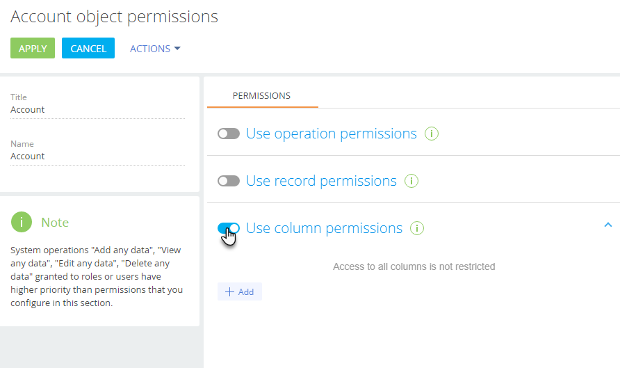 Fig. 2 Enable the column permissions