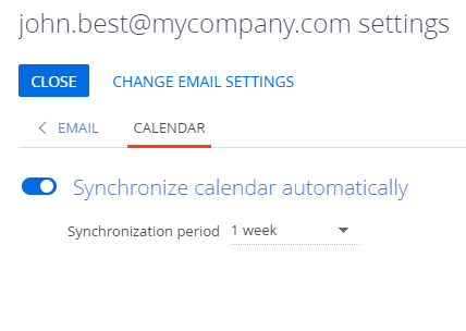 Fig. 1 Set up the synchronization of Creatio activities with Microsoft Exchange calendar