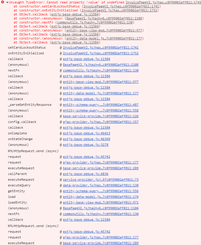 Error information (`isDebug` is turned on)