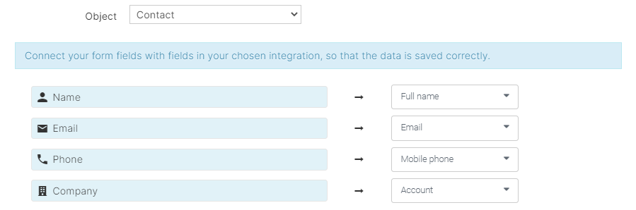 Fig. 3 Field mapping for the Contact object in Landingi