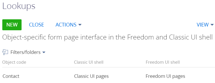 Fig. 2 Contacts page settings in the Freedom UI and Classic UI