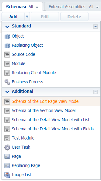 Fig. 2. – Adding a view model schema of the edit page