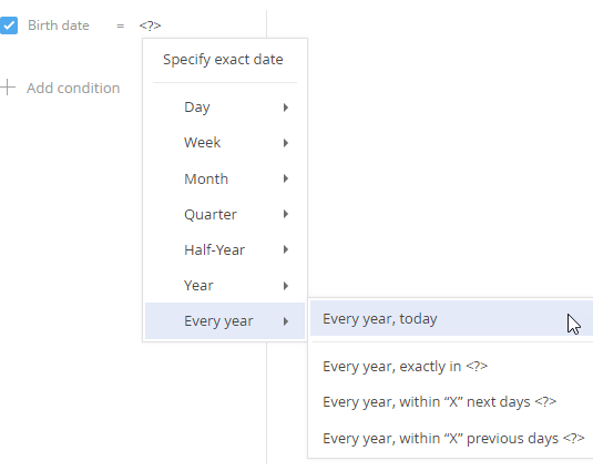 Fig. 29 Filter by annual events.