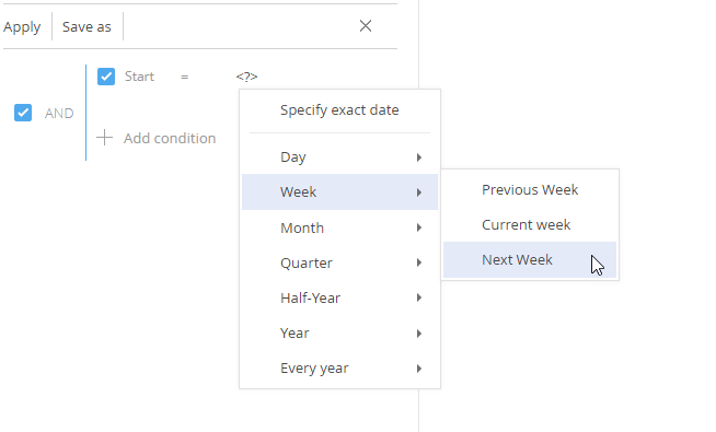 Fig. 28 Selecting standard filter period