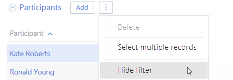 Fig. 10 Hiding filter panel on the detail