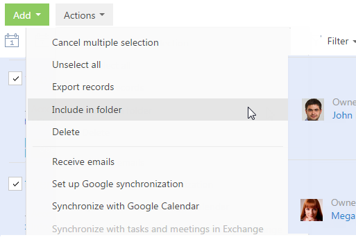  Fig. 4 Adding a record to a static folder