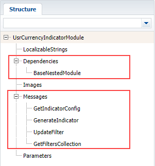 Fig. 2. Dependencies and messages of created module