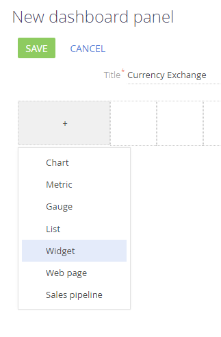 Fig. 3. Adding the widget to the dashboard panel