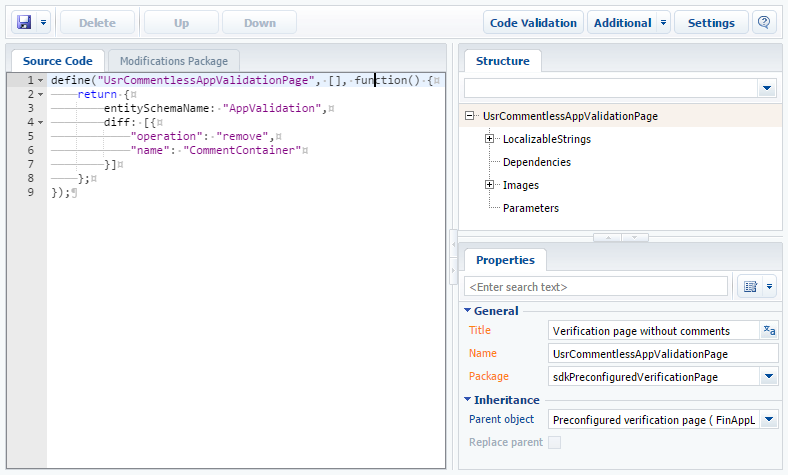 Fig. 4 Schema properties of the view model page