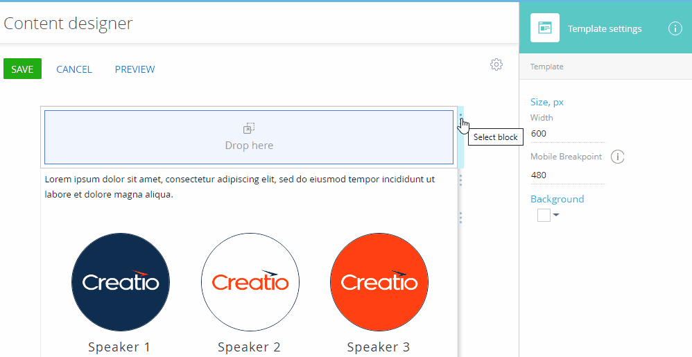 Fig. 2 Selecting the block by clicking on the right border